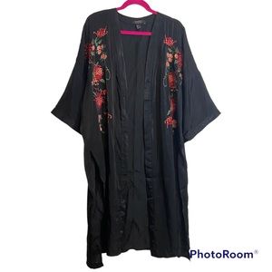 Forever 21 Black Floral Kimono